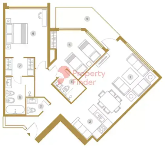 Планировка — 2-спальная, 144 м²