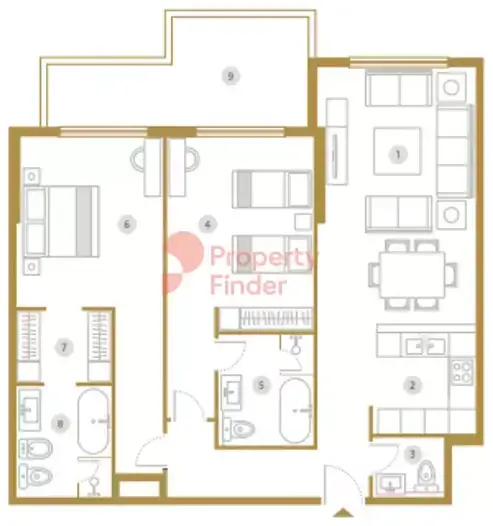 Планировка — 2-спальная, 157 м²
