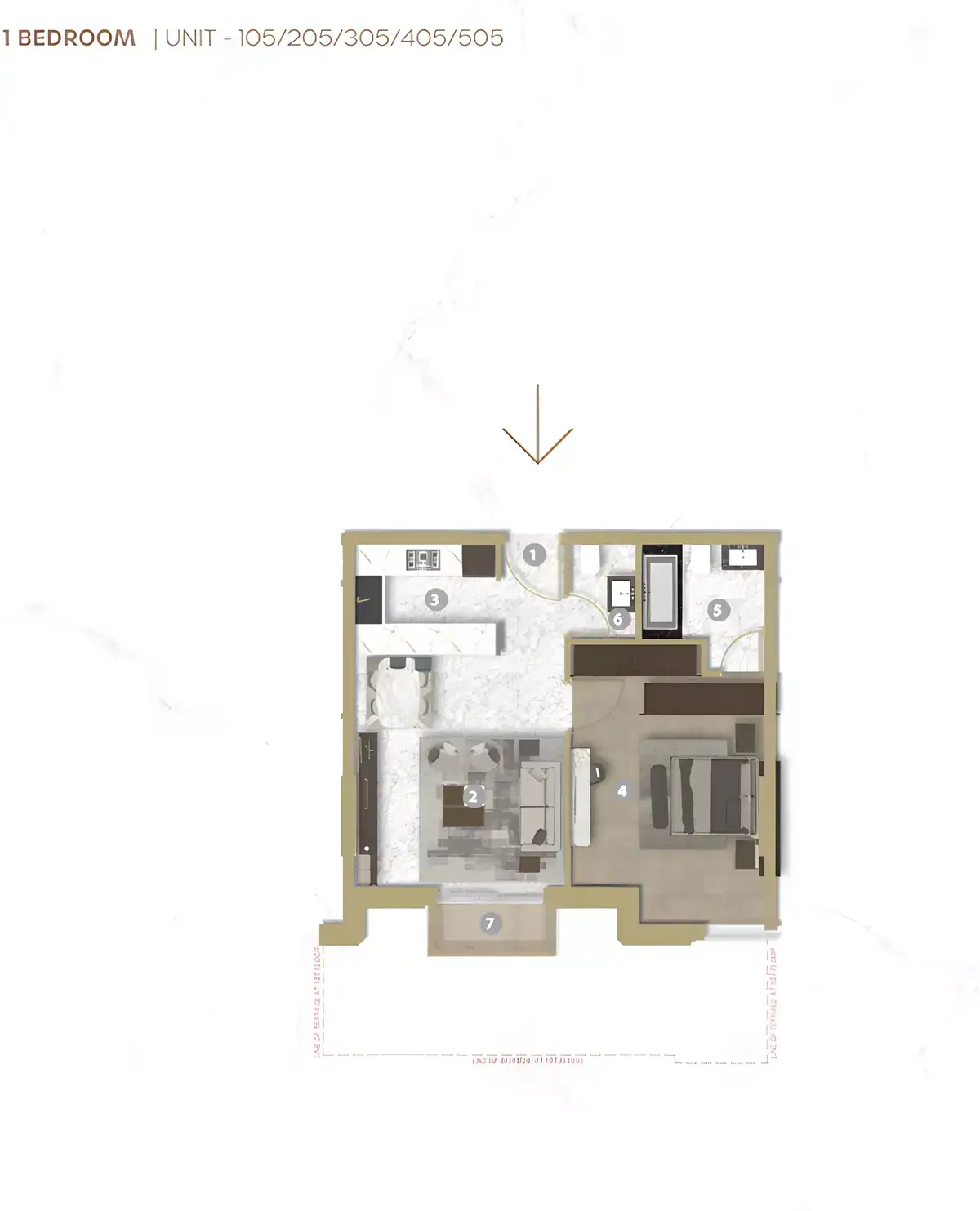 Планировка — 1-спальная, 78 м²