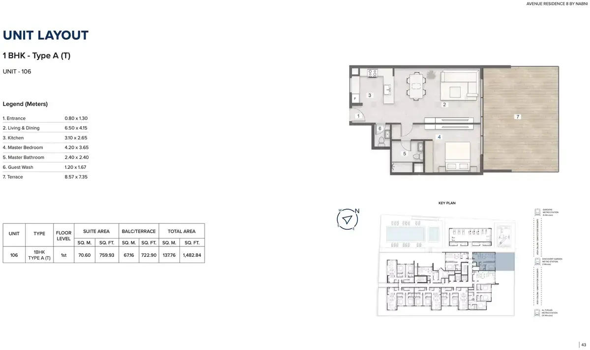 Планировка — 1-спальная, 138 м²