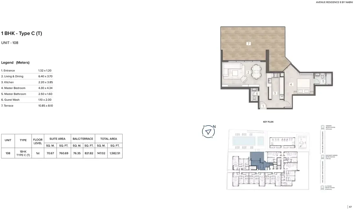 Планировка — 1-спальная, 147 м²