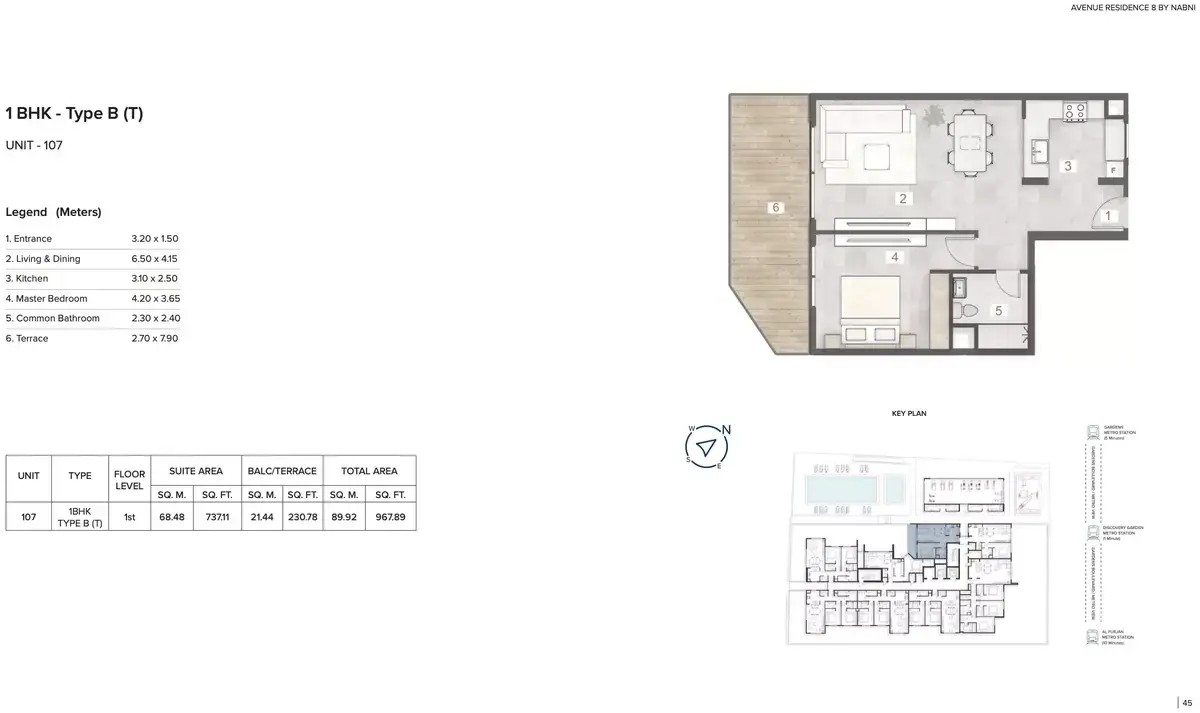 Планировка — 1-спальная, 90 м²