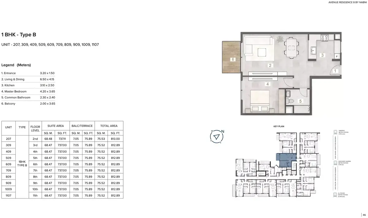 Планировка — 1-спальная, 76 м²