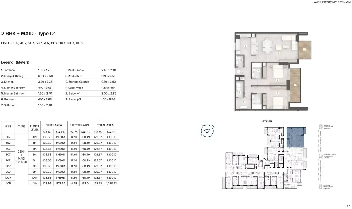 Планировка — 2-спальная, 124 м²
