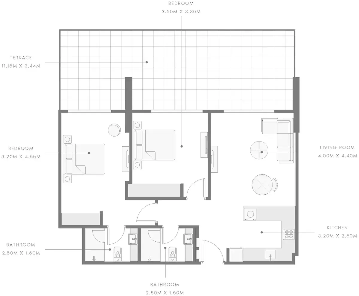 Планировка — 2-спальная, 119 м²