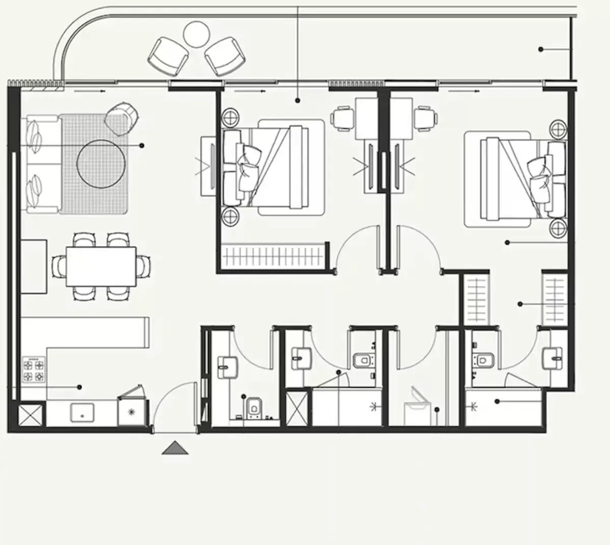 Планировка — 2-спальная, 118 м²