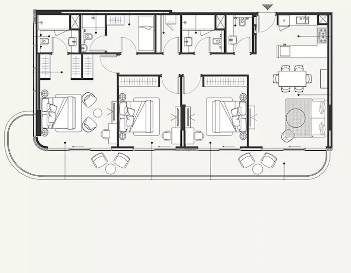 Планировка — 3-спальная, 152 м²