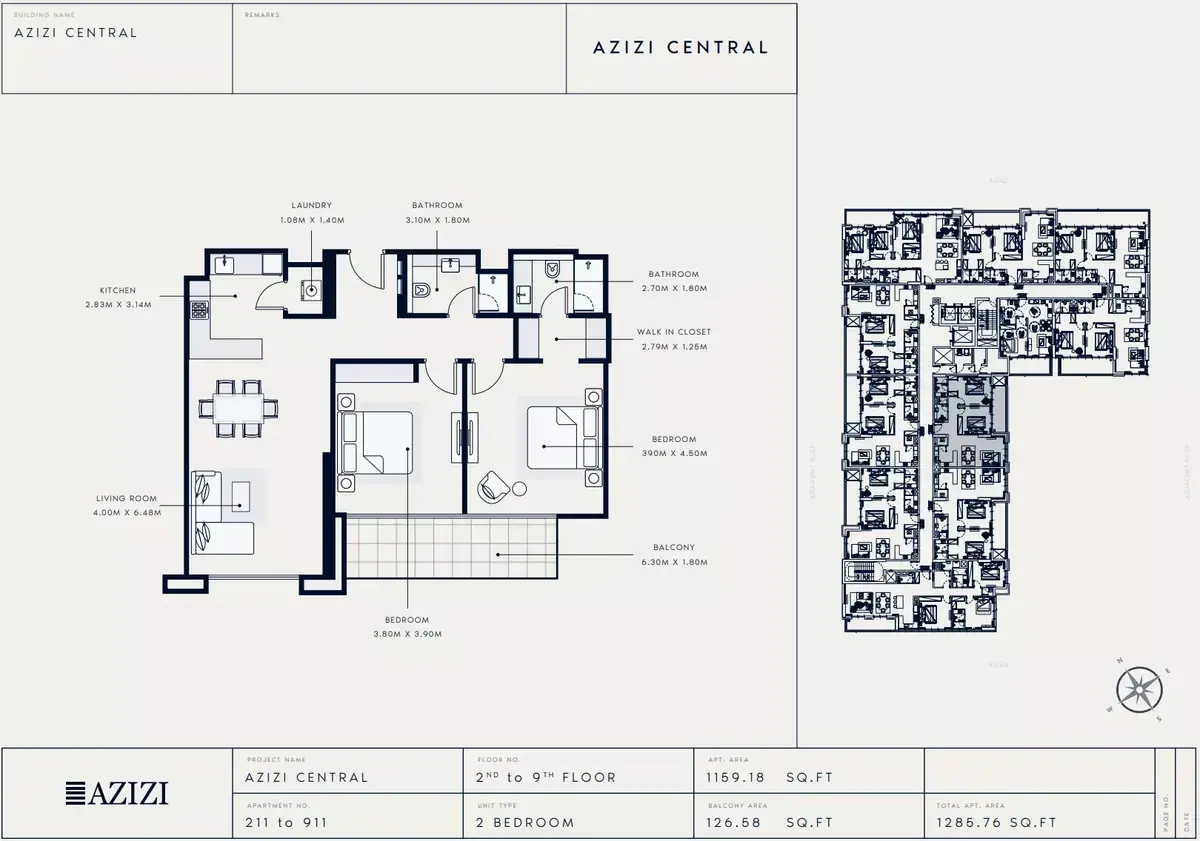 Планировка — 2-спальная, 119 м²