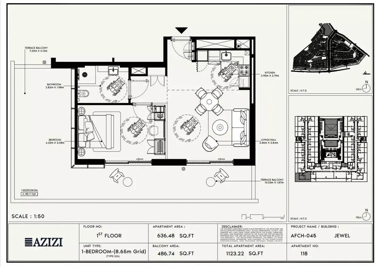 Планировка — 1-спальная, 104 м²