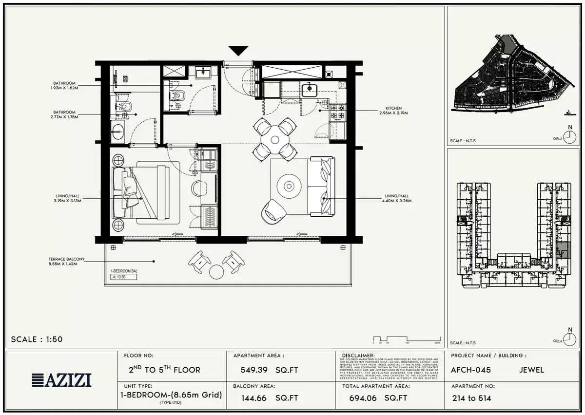Планировка — 1-спальная, 64 м²