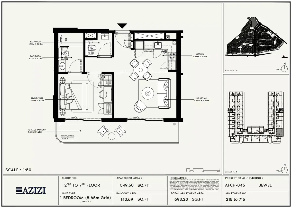 Планировка — 1-спальная, 64 м²