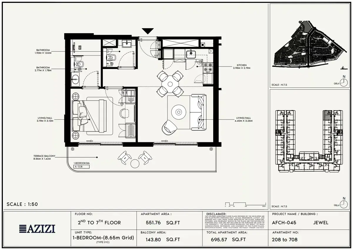 Планировка — 1-спальная, 65 м²