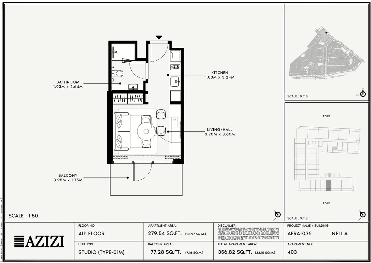 Планировка — Студия, 33 м²