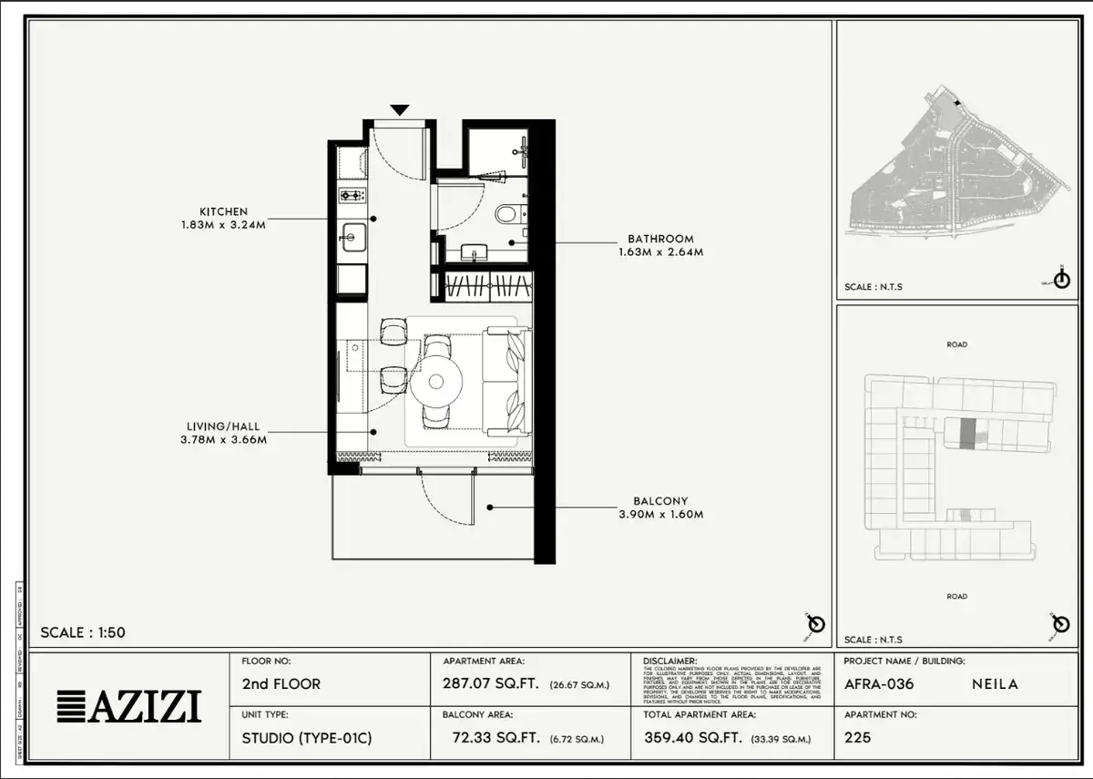Планировка — Студия, 33 м²