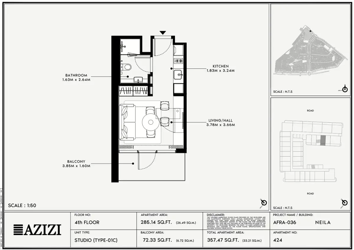 Планировка — Студия, 33 м²