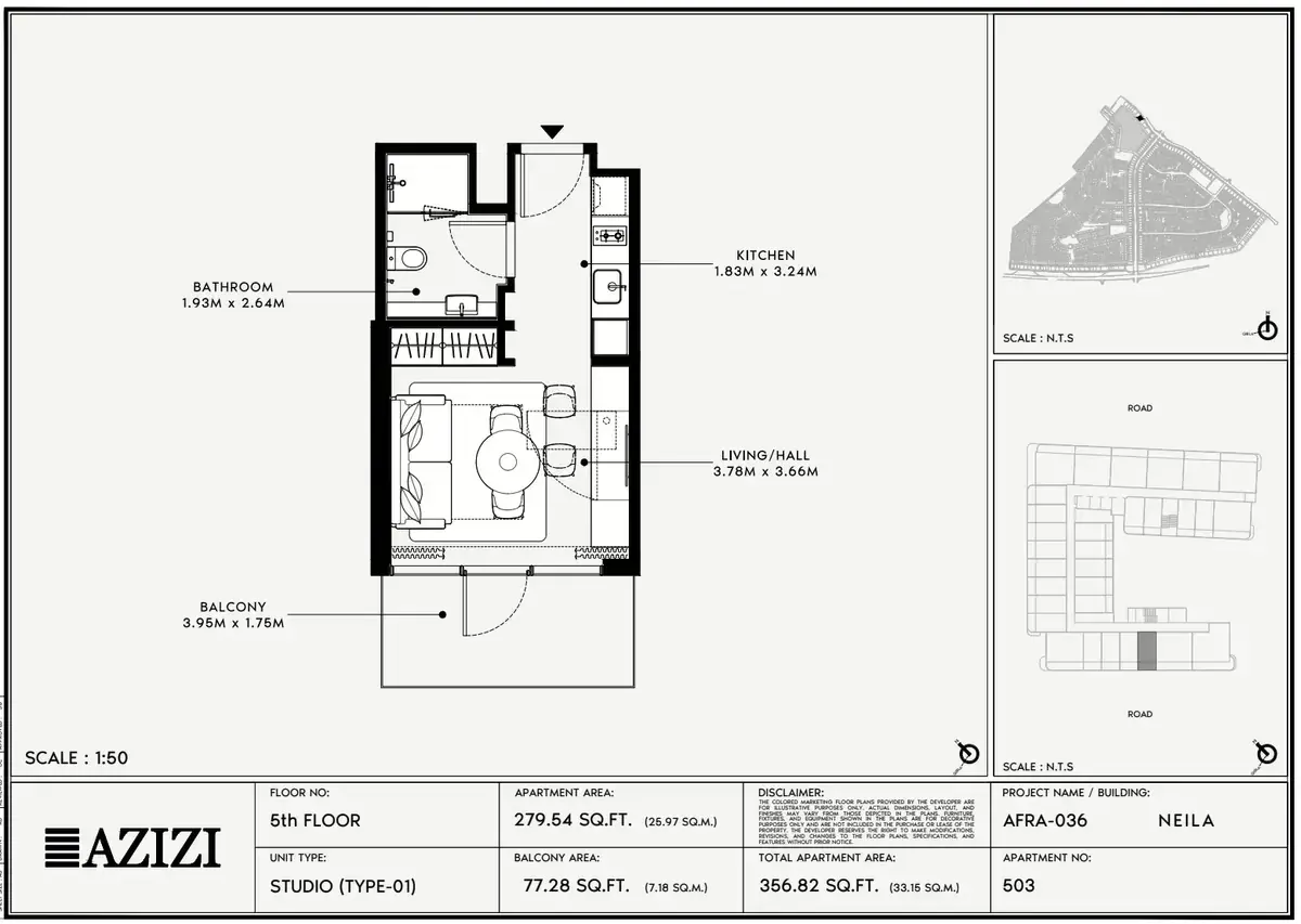Планировка — Студия, 33 м²