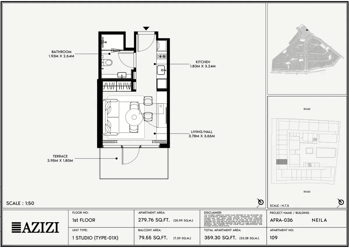 Планировка — Студия, 33 м²