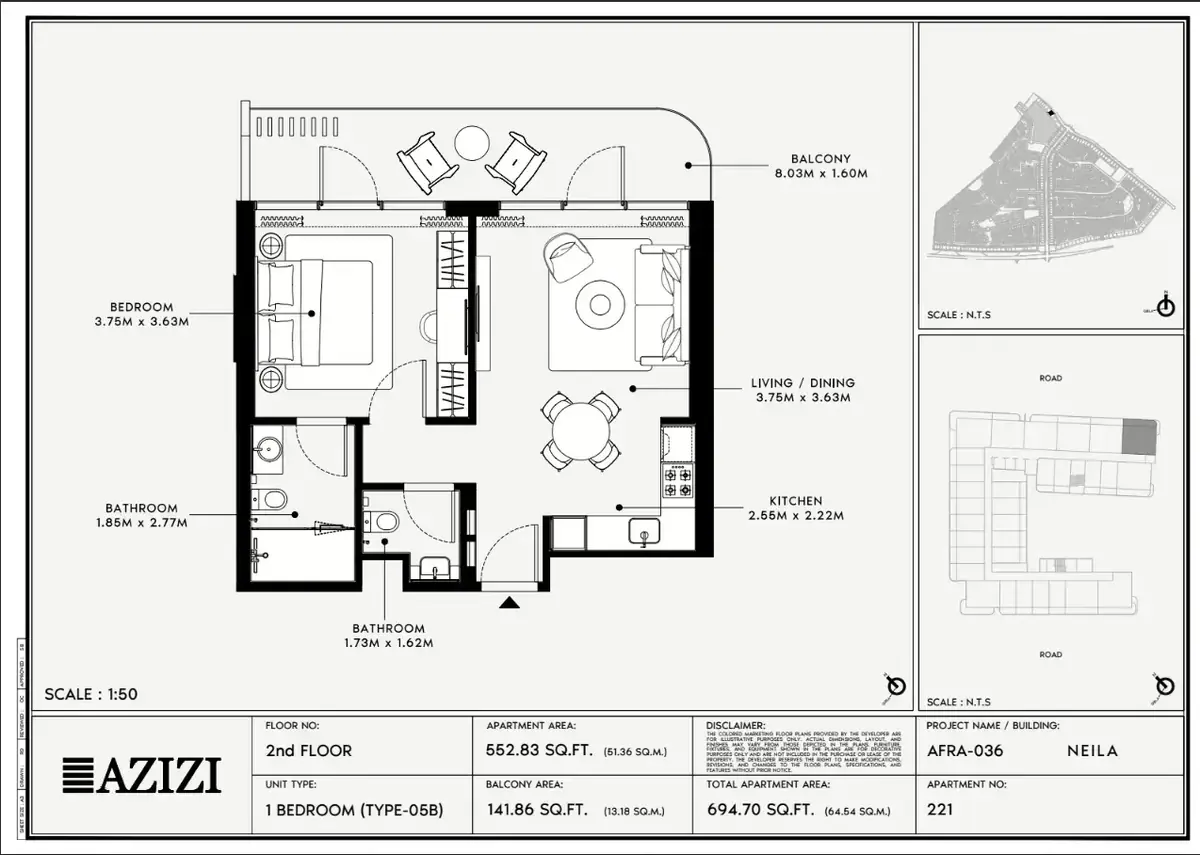 Планировка — 1-спальная, 64 м²