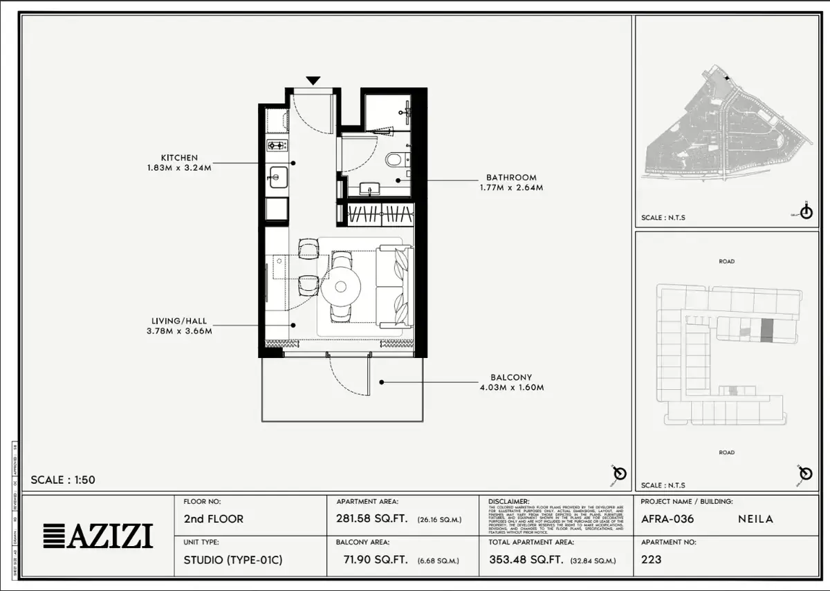 Планировка — Студия, 33 м²