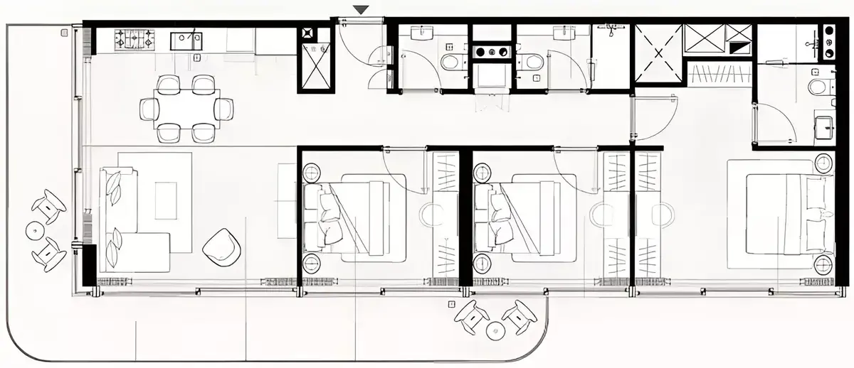 Планировка — 3-спальная, 133 м²