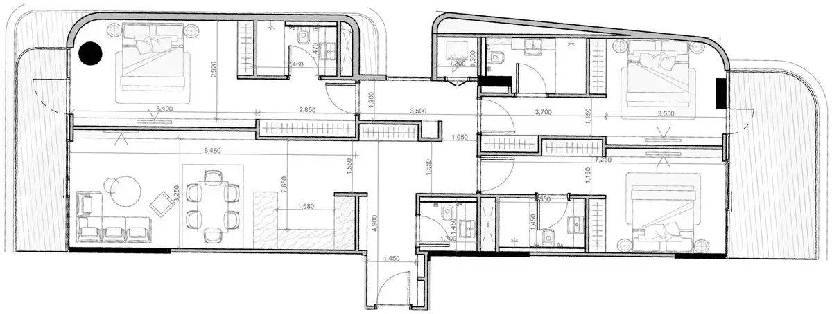 Планировка — 3-спальная, 152 м²