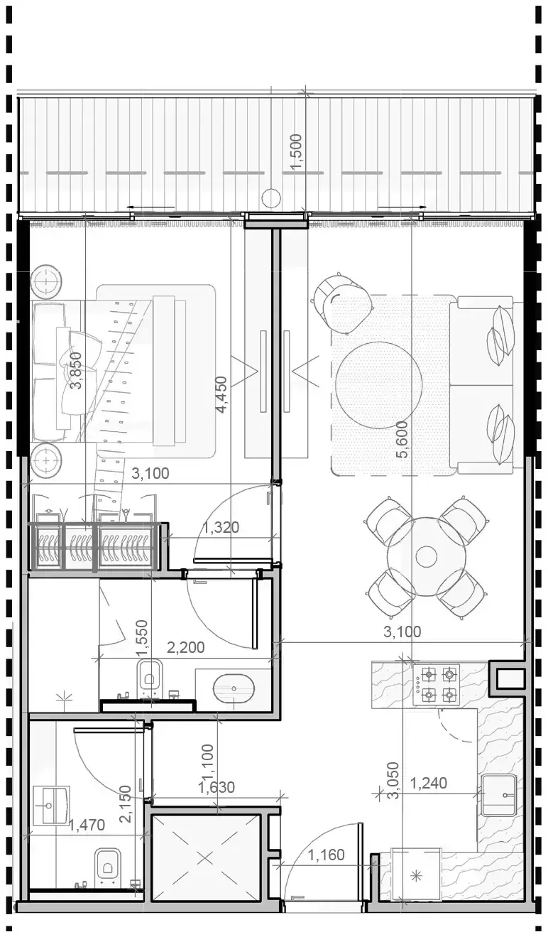 Планировка — 1-спальная, 67 м²