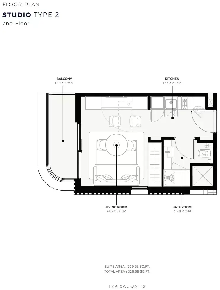 Планировка — Студия, 33 м²
