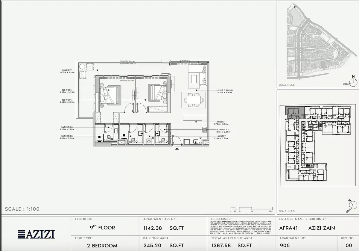 Планировка — 2-спальная, 129 м²