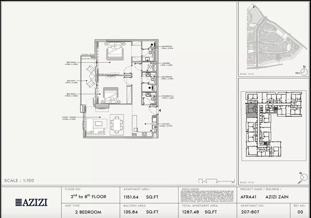 Планировка — 2-спальная, 120 м²