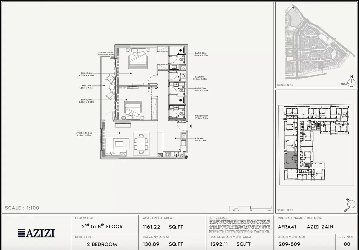 Планировка — 2-спальная, 120 м²