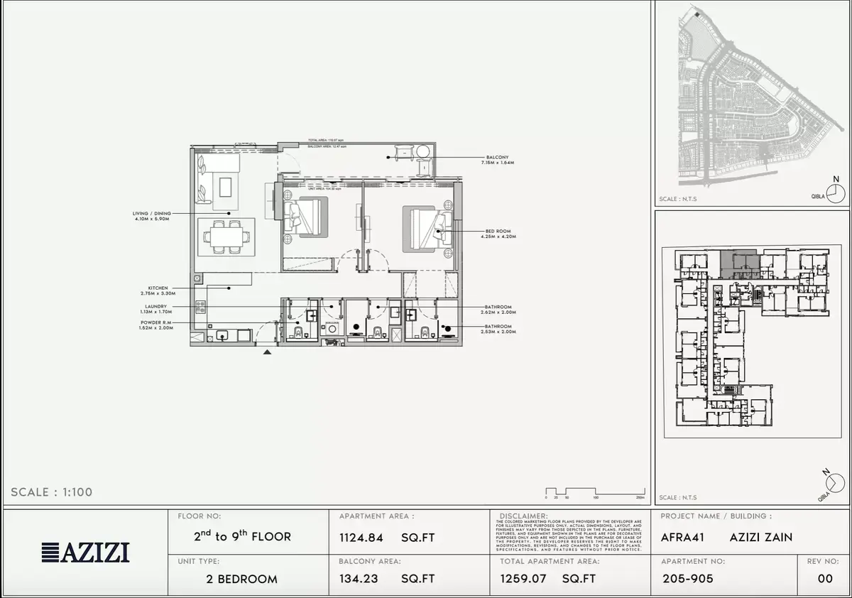 Планировка — 2-спальная, 117 м²