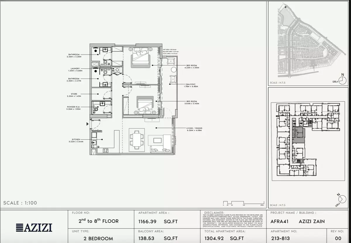 Планировка — 2-спальная, 121 м²