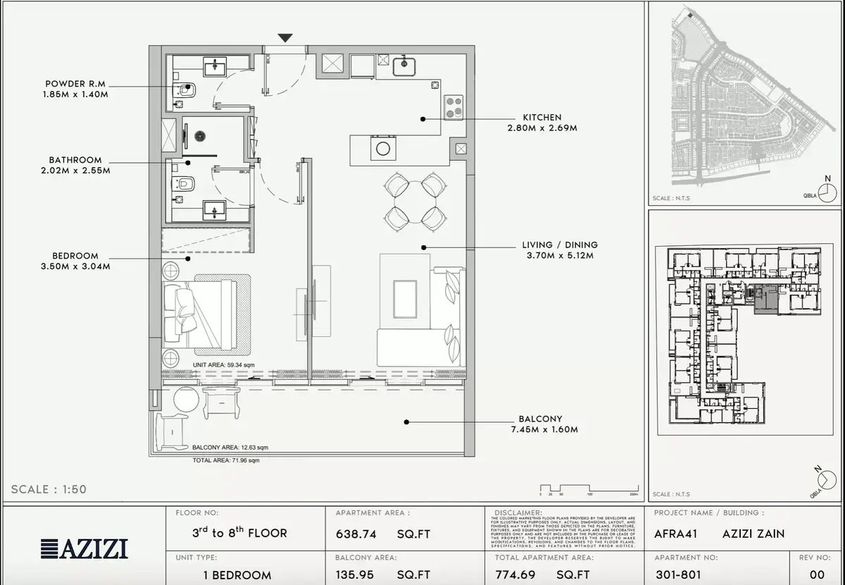 Планировка — 1-спальная, 72 м²