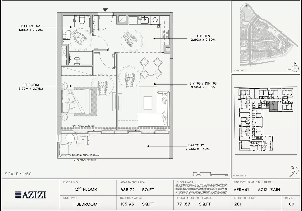 Планировка — 1-спальная, 72 м²