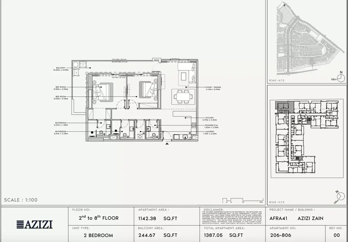 Планировка — 2-спальная, 129 м²