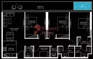 Планировка — 3-спальная, 107 м²