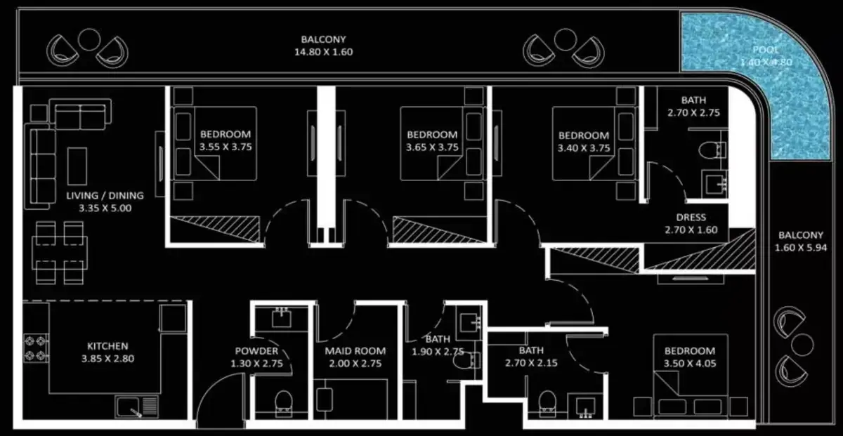 Планировка — квартира, 169 м²