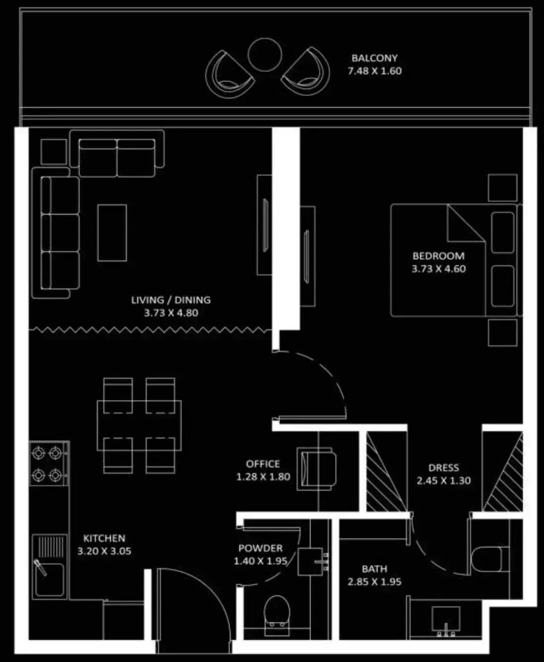 Планировка — 1-спальная, 70 м²