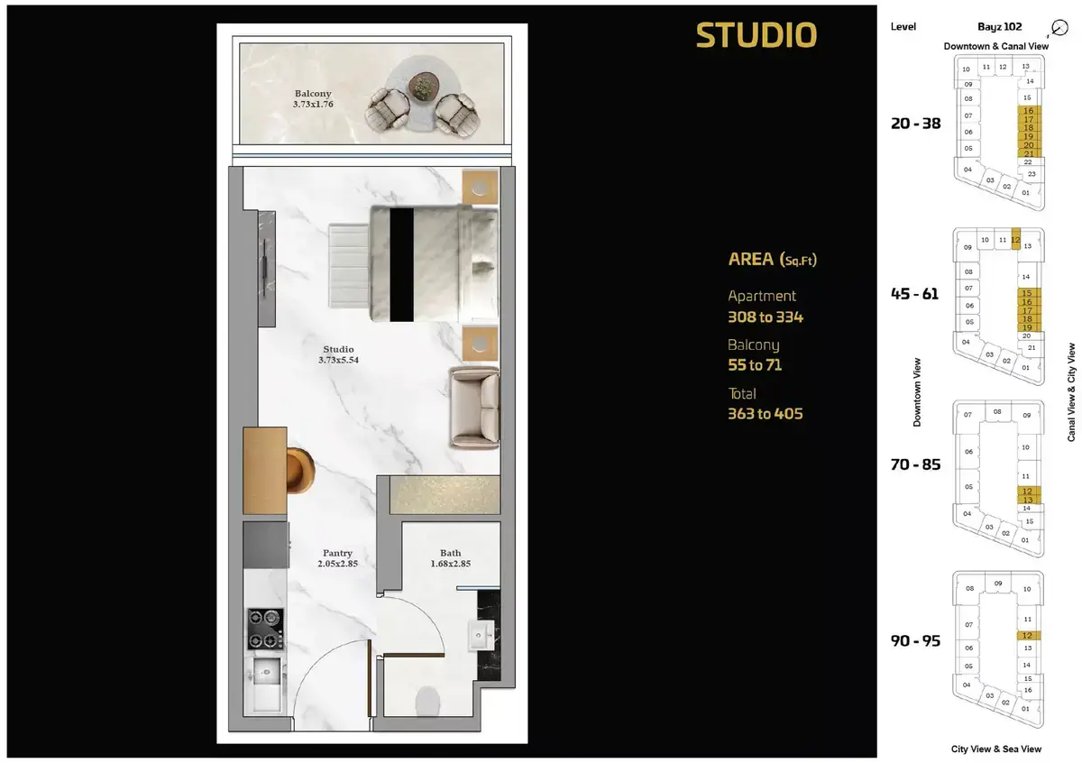 Планировка — Студия, 38 м²