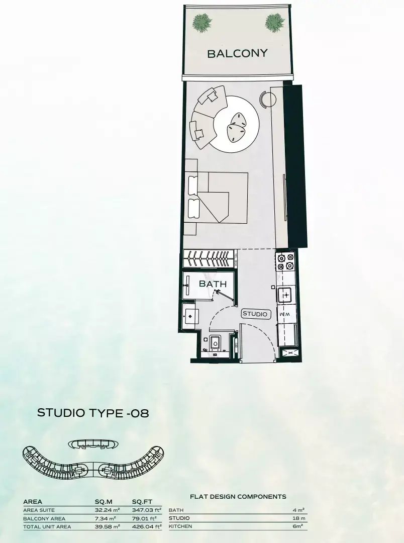Планировка — Студия, 40 м²