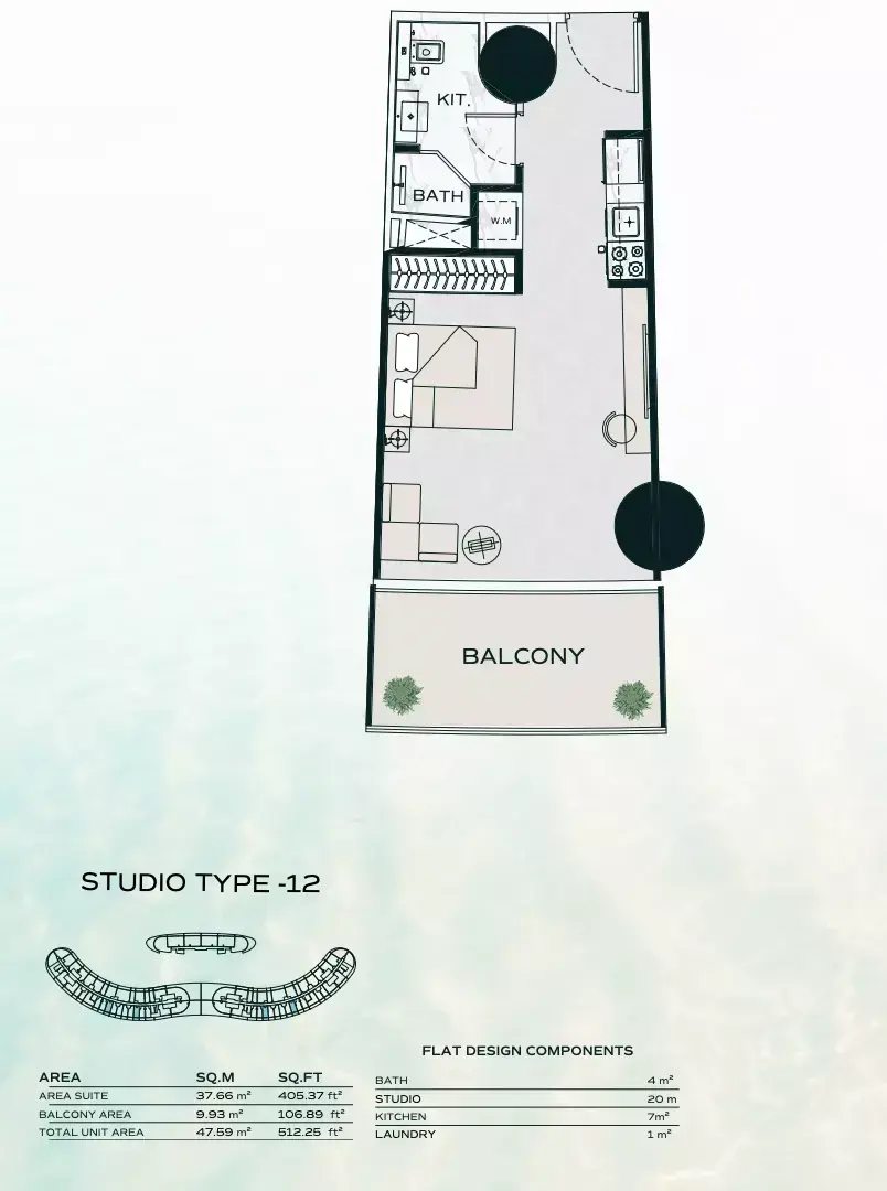 Планировка — Студия, 48 м²