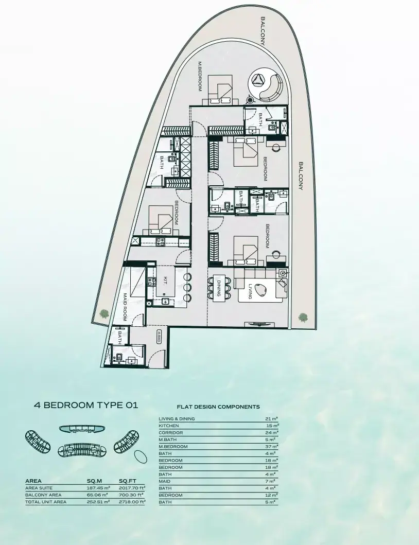 Планировка — квартира, 253 м²