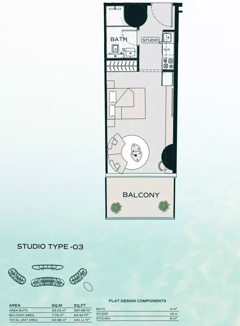 Планировка — Студия, 41 м²