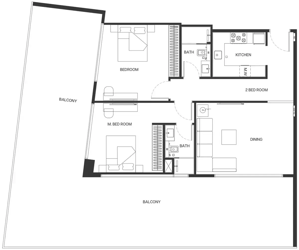 Планировка — 2-спальная, 187 м²