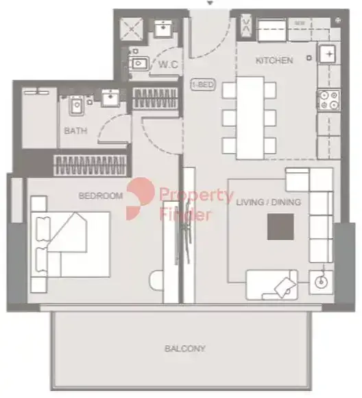 Планировка — 1-спальная, 69 м²