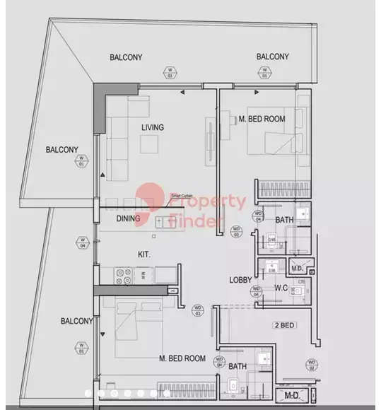 Планировка — 2-спальная, 128 м²