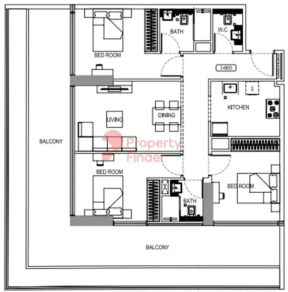 Планировка — 3-спальная, 111 м²