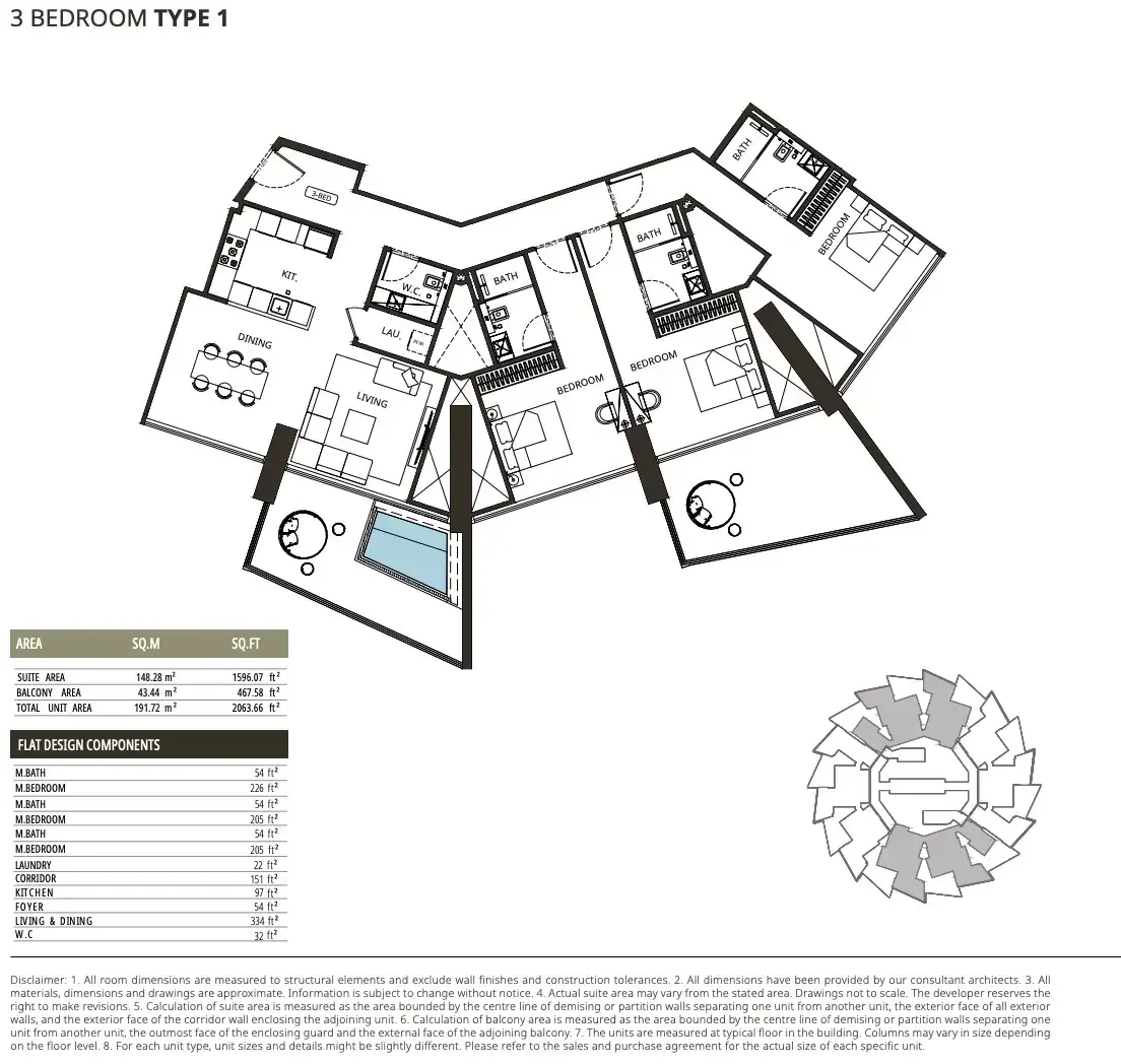 Планировка — 3-спальная, 192 м²