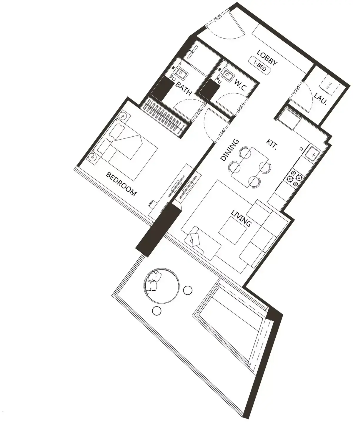 Планировка — 1-спальная, 85 м²