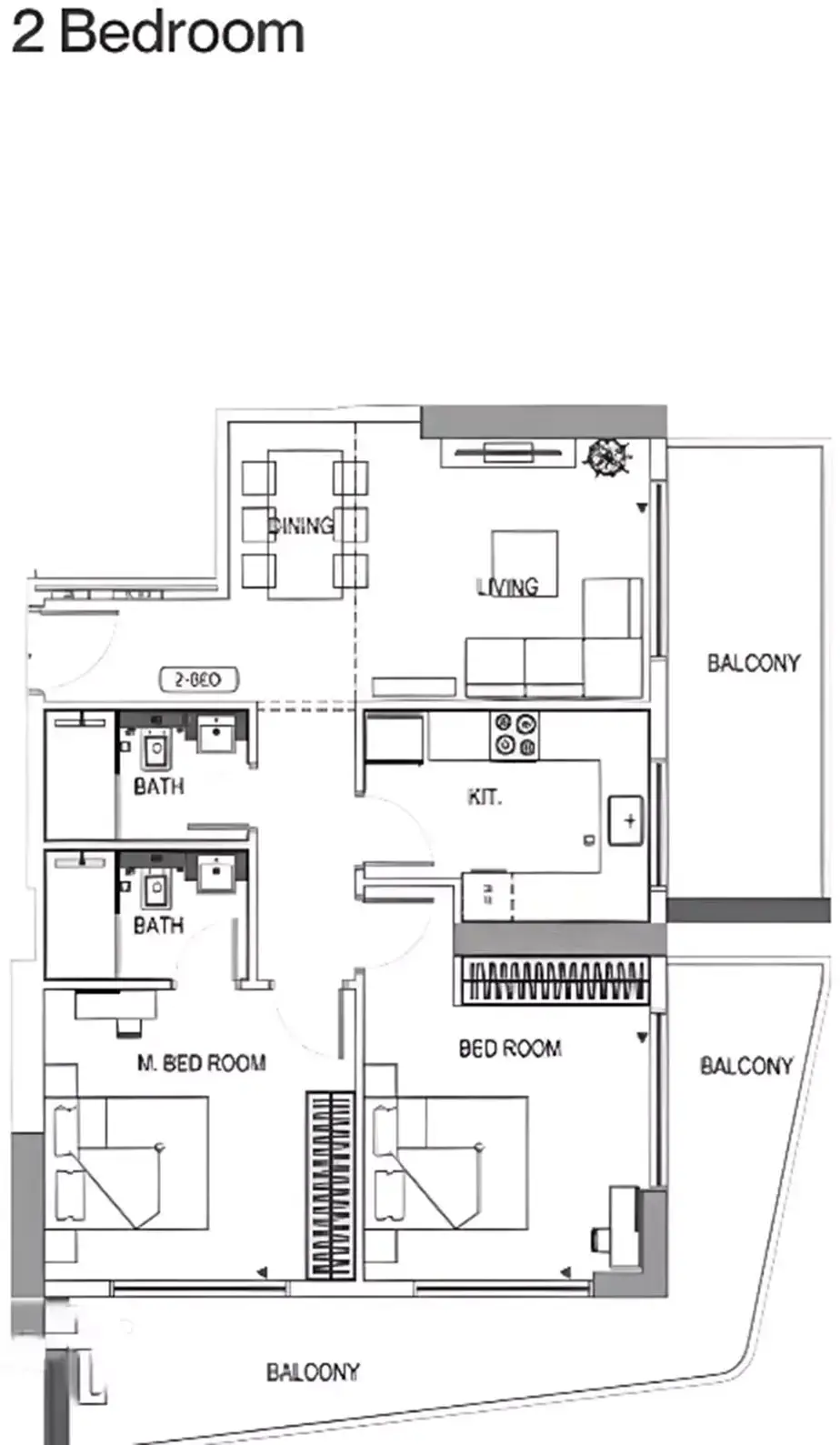 Планировка — 2-спальная, 109 м²